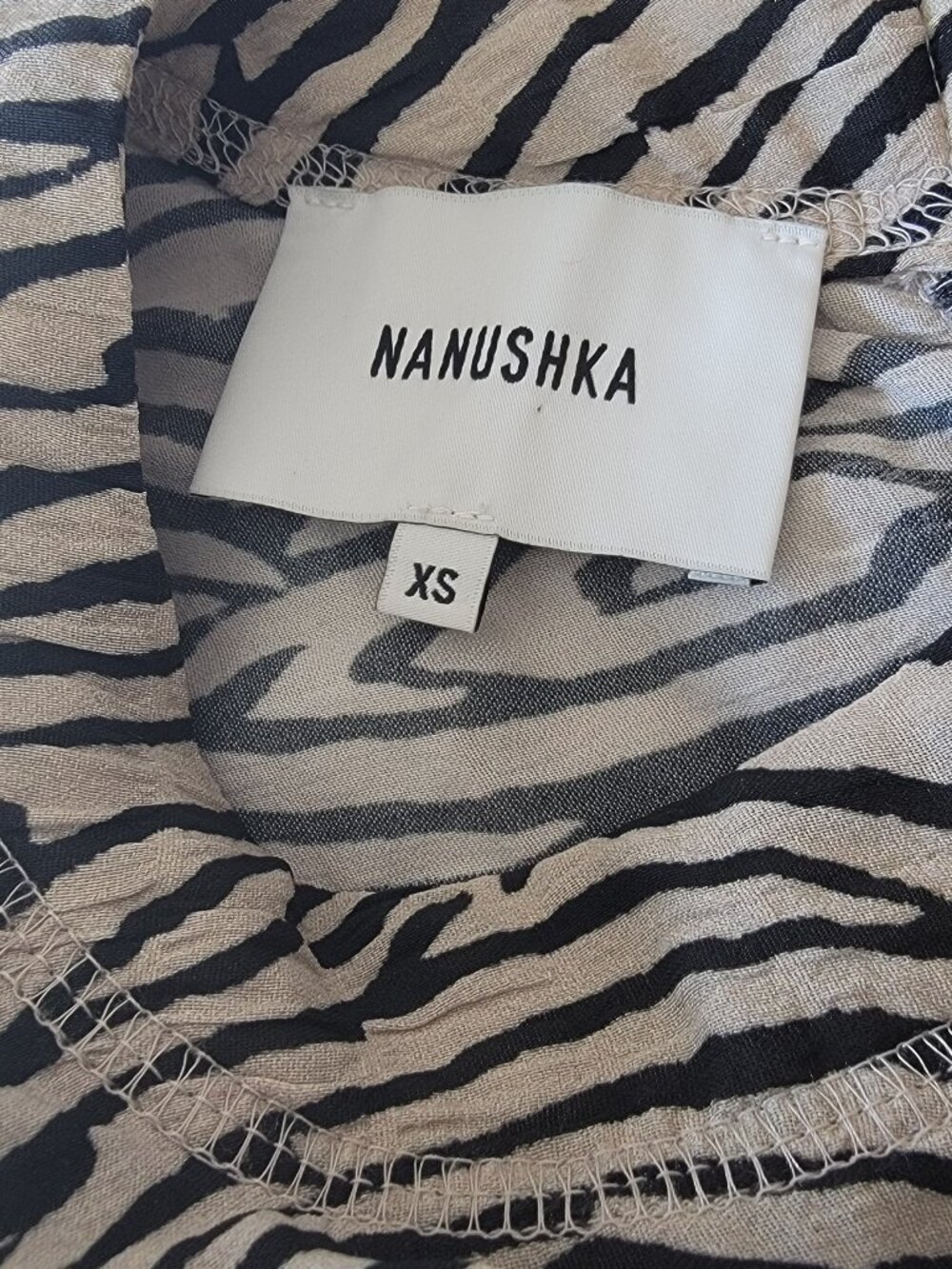 Nanushka Hierro Zebra Print Mini Dress XS Batwing Dolman Sleeve Artsy Tunic - Picture 2 of 14